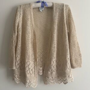 Kim Rogers Open Front Knit Lace Cardigan